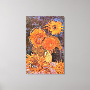 Toile Van Gogh - Vase à vie continue avec cinq tournesol