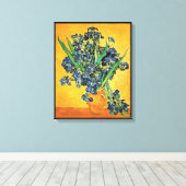 Toile Van Gogh - Vase avec iris Fond jaune (Insitu (Plancher de Bois))