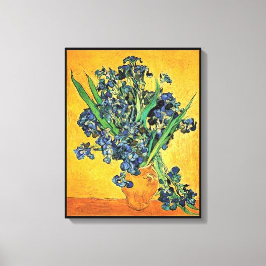 Toile Van Gogh - Vase avec iris Fond jaune (Recto)