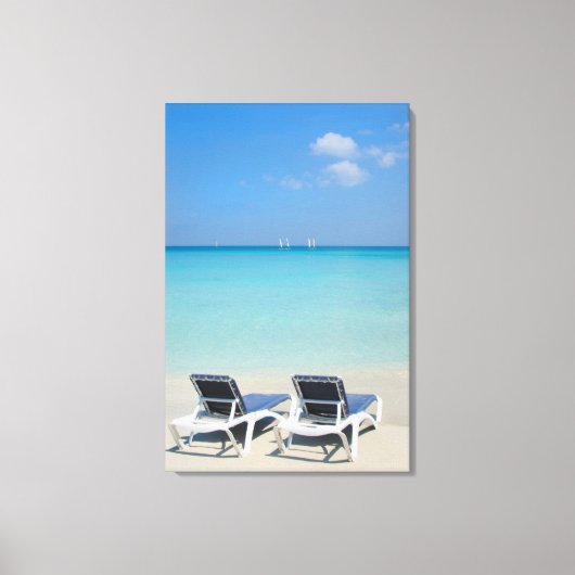 Toile Varadero, Cuba. Sable et chaises de plage (Recto)