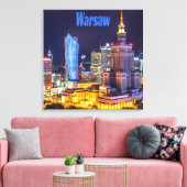 Toile Varsovie Pologne Nuit Skyline Varsovie Spire (Insitu(Salon))