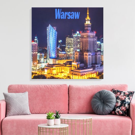 Toile Varsovie Pologne Nuit Skyline Varsovie Spire (Insitu(Salon))