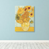 Toile Vase avec 12 tournesols - Vincent Van Gogh (1888) (Insitu (Plancher de Bois))