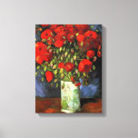 Toile Vase avec des papillons rouges | Vincent Van Gogh<br><div class="desc">Vase avec des pavots rouges de l'artiste néerlandais Vincent Van Gogh. La peinture d'art original est une huile sur toile représentant une vie morte de fleurs rouge vif. Utilisez les outils de conception pour ajouter du texte personnalisé ou personnaliser l'image.</div>