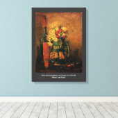 Toile Vase avec oeillets et Roses et une bouteille Vince (Insitu (Plancher de Bois))