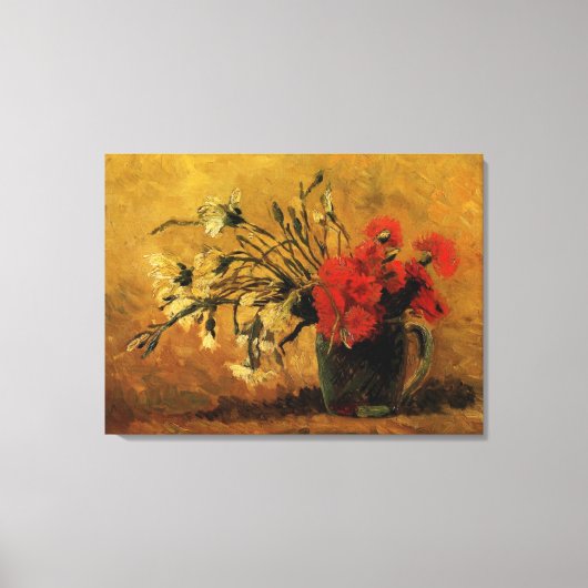 Toile Vase avec oeillets rouges et blancs (Recto)