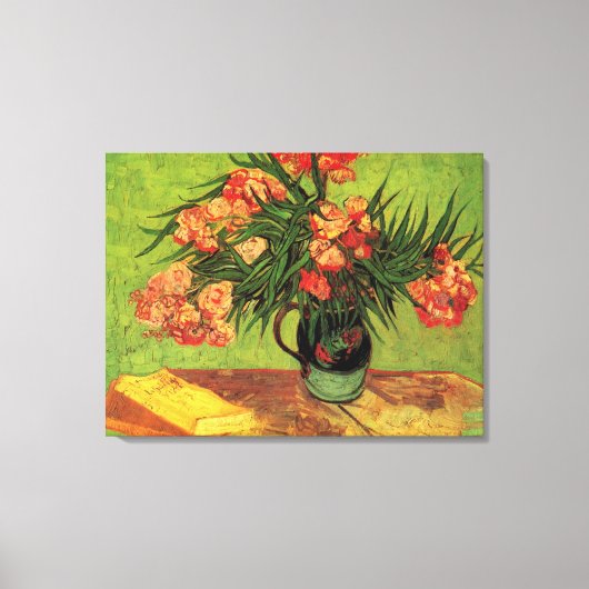Toile Vase avec Oleanders et livres par Vincent van Gogh (Recto)
