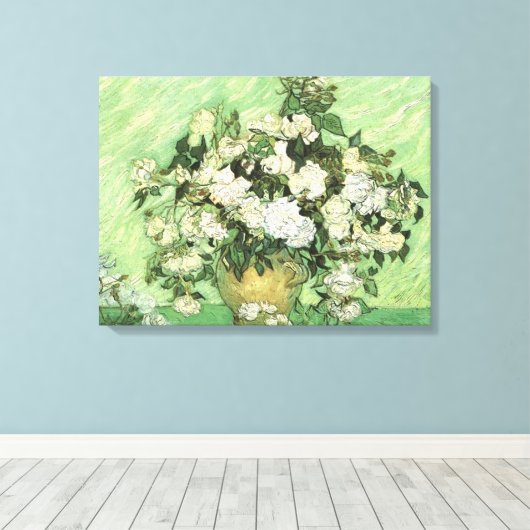 Toile Vase avec Roses par van Gogh Wrapped Canvas (Insitu (Plancher de Bois))