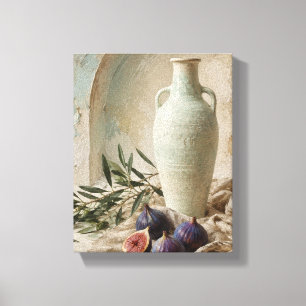 Toile Vase céladon et figues tombées Nature morte médite
