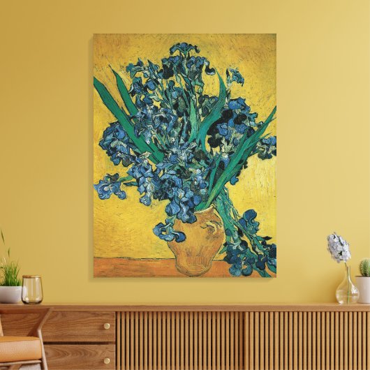 Toile Vase de fleurs avec des iris de Vincent van Gogh (Insitu(Salon))