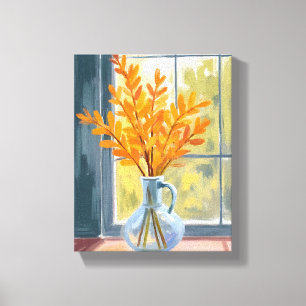 Toile Vase de fleurs d'automne aquarelle