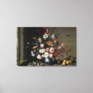 Toile Vase de fleurs près d'une fenêtre, Balthasar van d