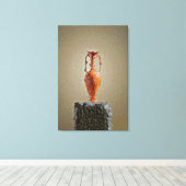 Toile Vase de fleurs sur tranche rustique d'arbre en boi (Insitu (Plancher de Bois))