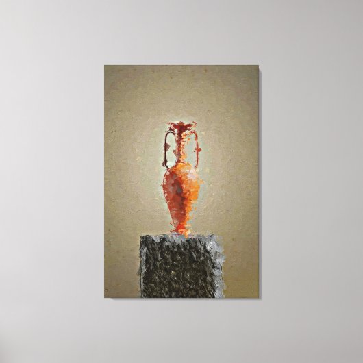 Toile Vase de fleurs sur tranche rustique d'arbre en boi (Recto)