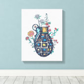 Toile Vase de grenade à main de fleurs (Insitu (Plancher de Bois))