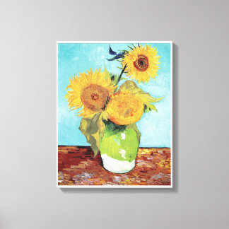 Toile Vase de Vincent van Gogh avec trois tournesols 188