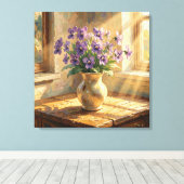 Toile Vase de violettes violettes Impasto   (Insitu (Plancher de Bois))