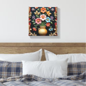 Toile Vase doré avec un bouquet vibrant (Insitu(Chambre))