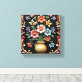 Toile Vase doré avec un bouquet vibrant (Insitu (Plancher de Bois))
