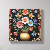 Toile Vase doré avec un bouquet vibrant (Recto)