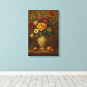 Toile Vase et fruits à la florale classique (Insitu (Plancher de Bois))