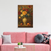 Toile Vase et fruits à la florale classique (Insitu(Salon))