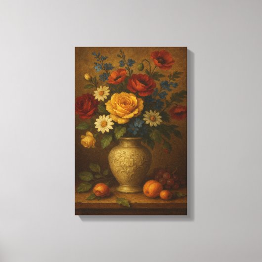 Toile Vase et fruits à la florale classique (Recto)