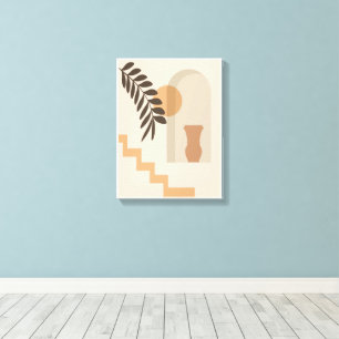 Toile Vase Feuille Escalier Soleil, Art Géométrique Abst