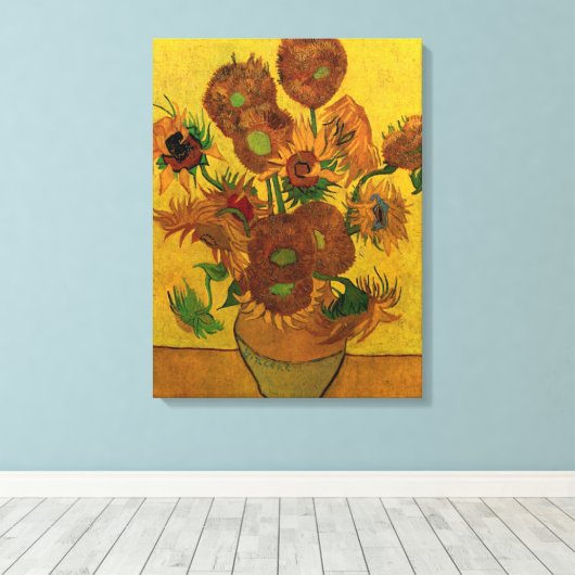 Toile Vase Still Life avec 15 tournesols Vincent van Gog (Insitu (Plancher de Bois))