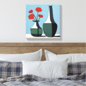 Toile Vases noirs et blancs avec fleurs rouges (Insitu(Chambre))