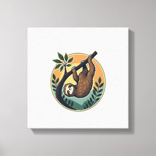 Toile Vecteur de paresseux vintage Badge rétro faune 2