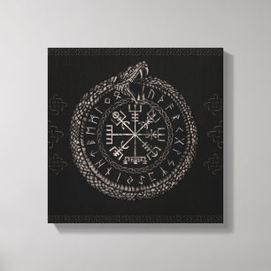 Toile Vegvisir avec Ouroboros et runes