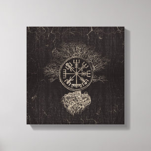 Toile Vegvisir et arbre de la vie - Yggdrasil