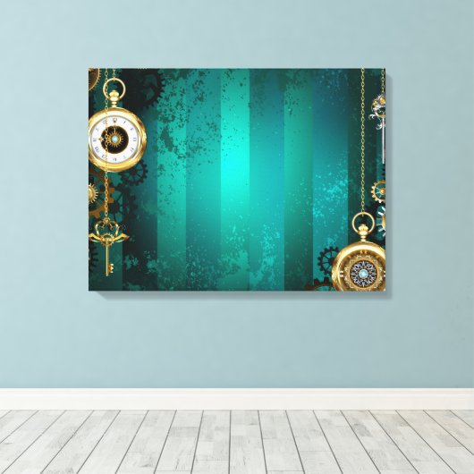 Toile Veille bijoux Steampunk sur un Arrière - plan vert (Insitu (Plancher de Bois))