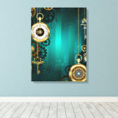 Toile Veille bijoux Steampunk sur un Arrière - plan vert (Insitu (Plancher de Bois))