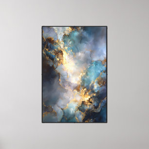 Toile Veines de sarcelle : Flux de marbre bleu et or