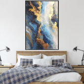Toile Veines d'OcÉan : Abstraction murale Bleu & Or (Insitu(Chambre))