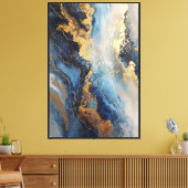 Toile Veines d'OcÉan : Abstraction murale Bleu & Or (Insitu(Salon))