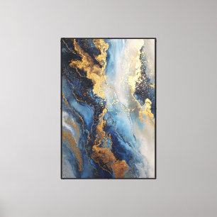 Toile Veines d'OcÉan : Abstraction murale Bleu & Or