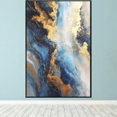 Toile Veines d'OcÉan : Abstraction murale Bleu & Or (Insitu (Plancher de Bois))