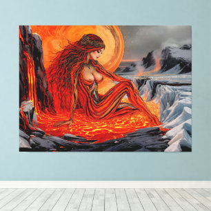 Toile "Veines du Volcan" - Portrait de femme volcanique