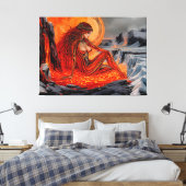 Toile "Veines du Volcan" - Portrait de femme volcanique (Insitu(Chambre))