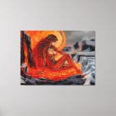 Toile "Veines du Volcan" - Portrait de femme volcanique (Recto)