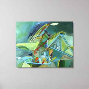 Toile Vélo futuriste coloré vert Géométrique Abstrait
