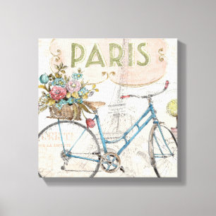 Toile Vélo Paris Fleurs