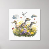Toile Velociraptors dans une prairie (Recto)