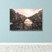 Toile Vélos au coucher du soleil à Amsterdam (Insitu (Plancher de Bois))