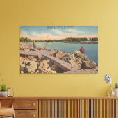 Toile Venise, Floride - Scène de pêche sur les Jetties (Insitu(Salon))