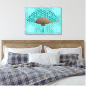 Toile Ventilateur japonais en Asanoha motif, Turquoise (Insitu(Chambre))