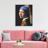 Toile Vermeer Girl Pearl Élevant Masterpiece Peinture (Insitu(Salon))